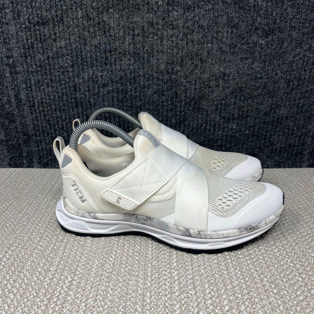 TIEM Slipstream Indoor Cycling Spin Shoes Cleats White Marble Gray Women’s 7.5